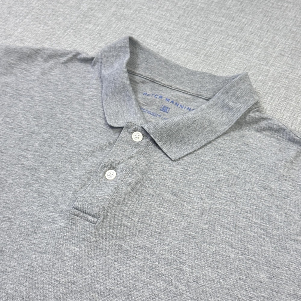 Peter Manning Polo Shirt Mens 2XL Gray Short Sleeve Collared Cotton Spandex